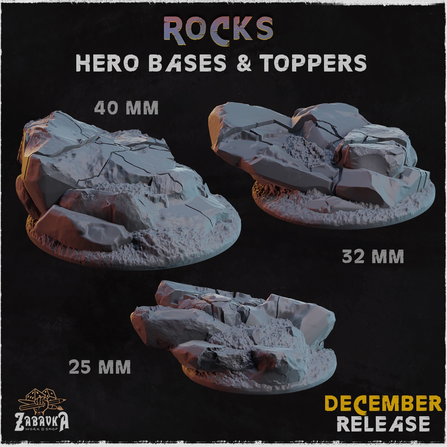 Rocks Hero Bases - Unpainted Resin - image 1