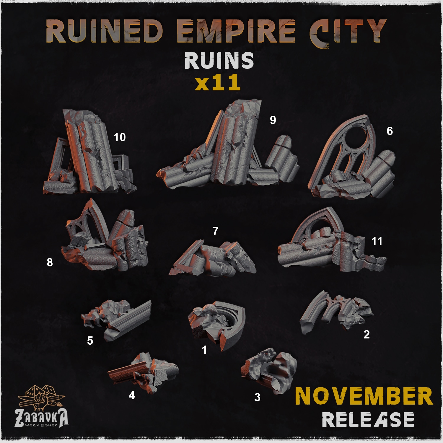 Ruined Empire City Ruins - Unpainted Resin - image 1