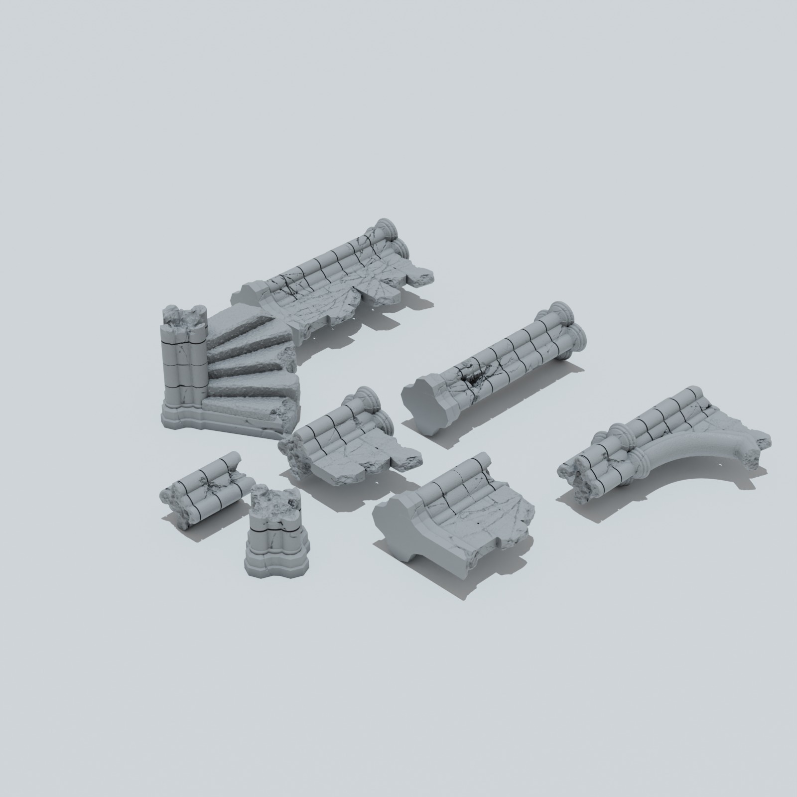 Ruined Gothic Castle Gothic Columns - Unpainted Resin - image 2