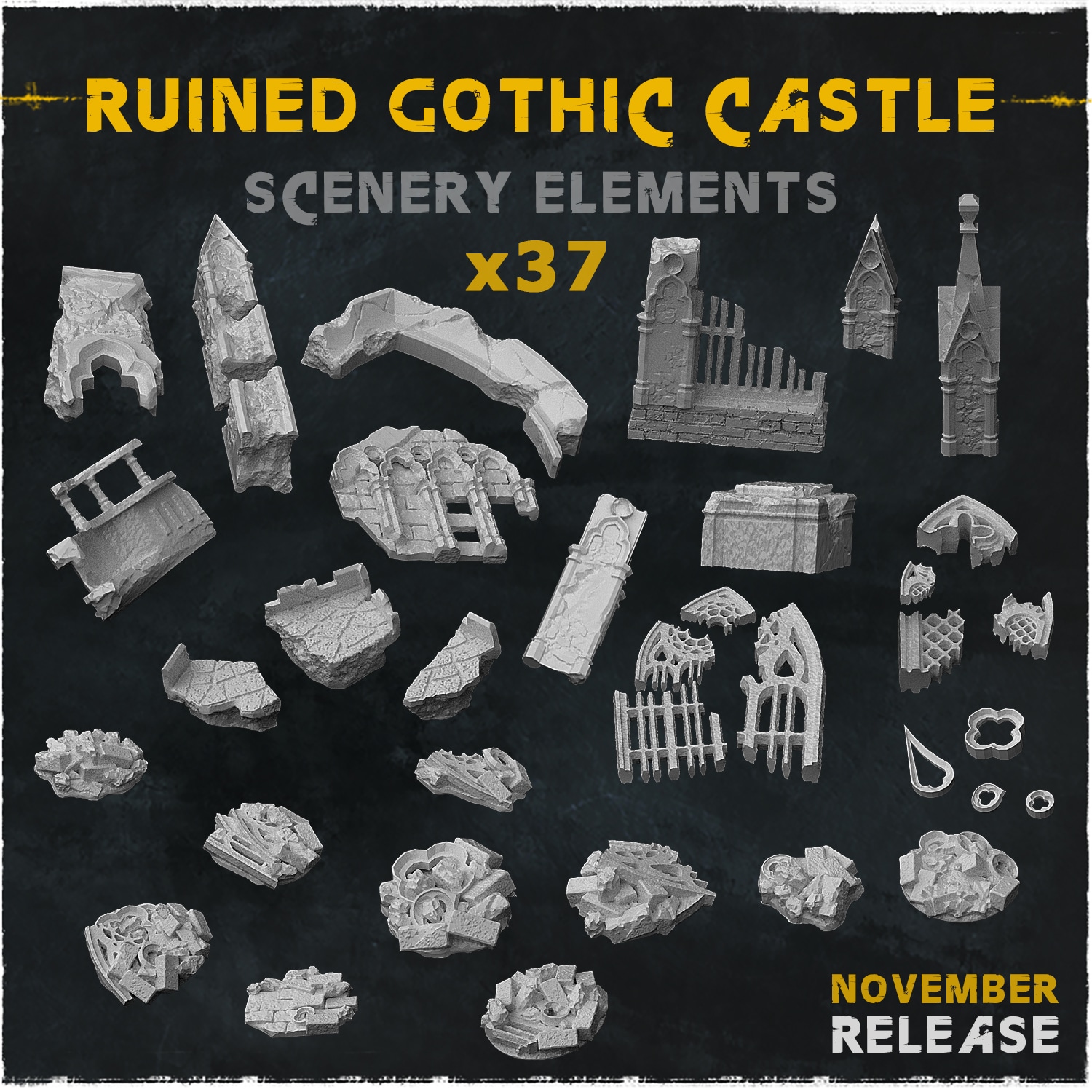 Ruined Gothic Castle Scenery Elements - Unpainted Resin - image 1