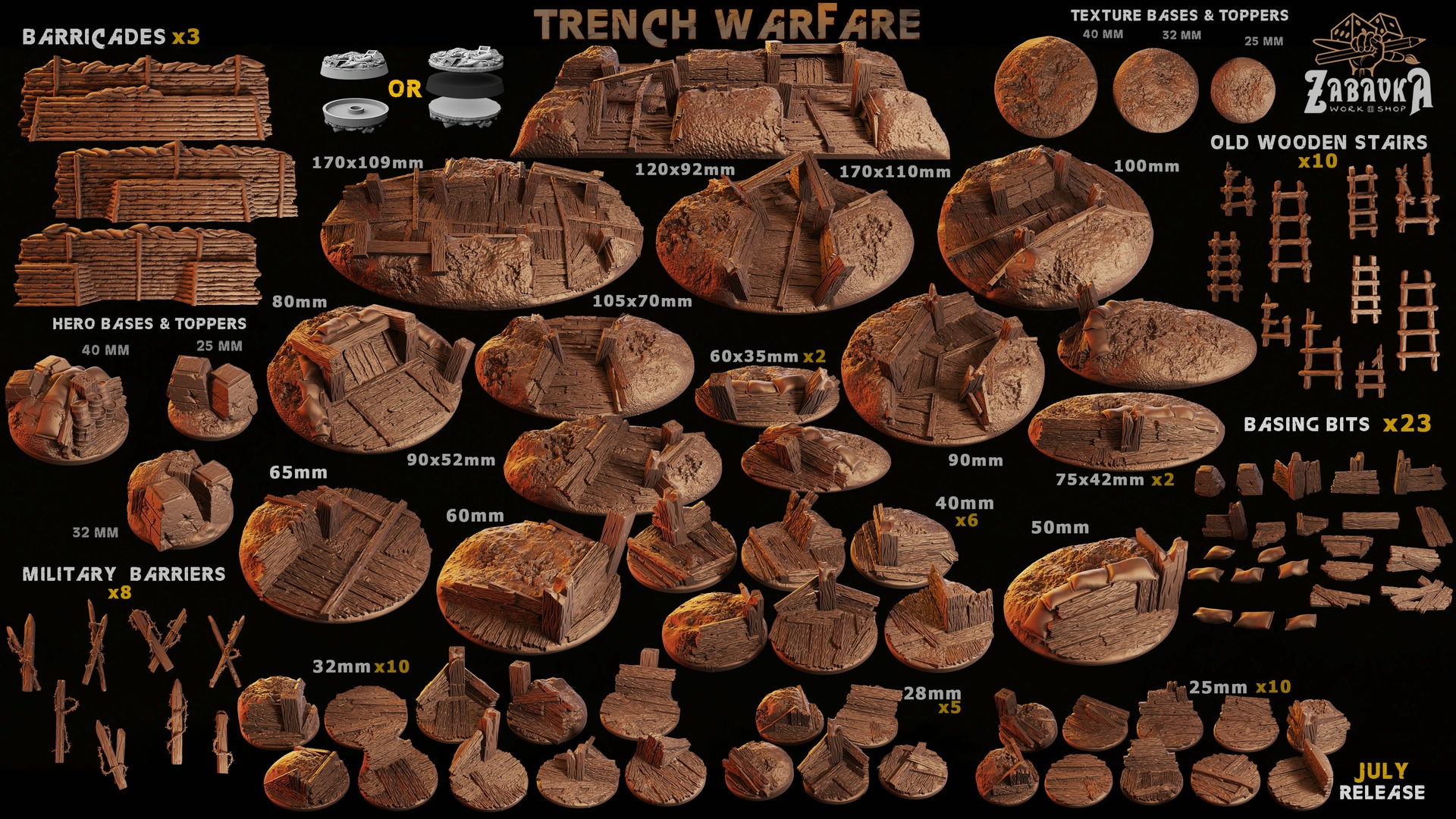 Trench Warfare Texture Bases - Unpainted Resin - image 1