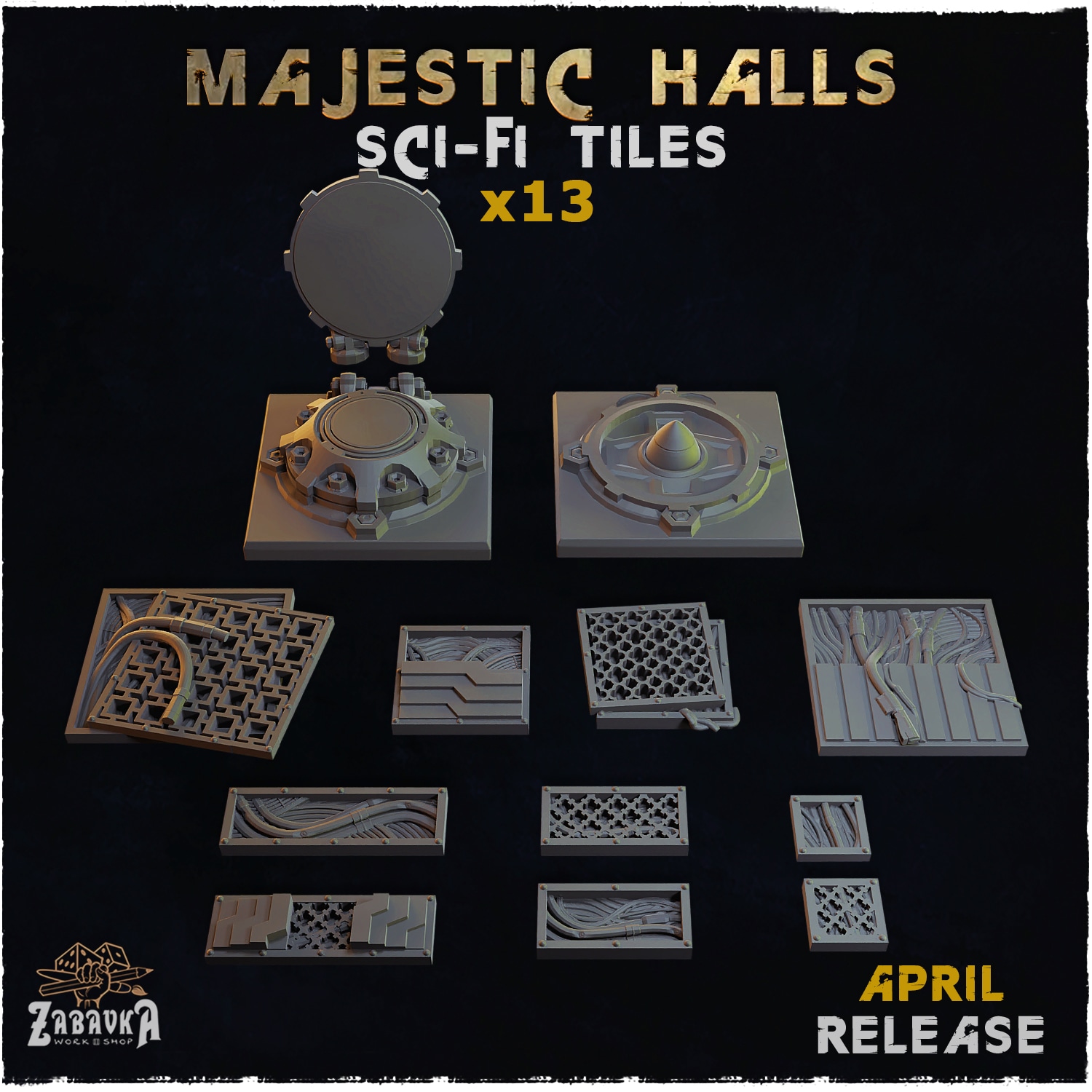 Majestic Halls Sci-fi Tiles - Unpainted Resin - image 2