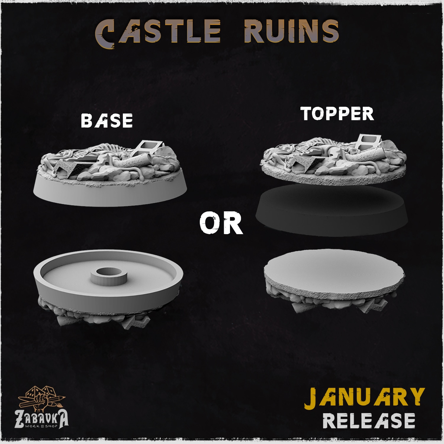 Castle Ruins Bases & Toppers - Unpainted Resin - image 2