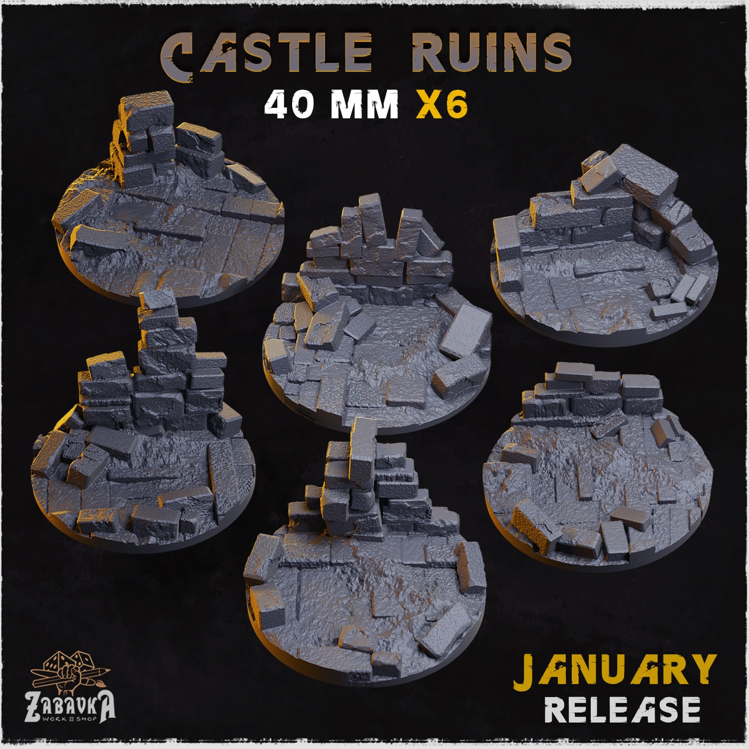 Castle Ruins Bases & Toppers - Unpainted Resin - image 7