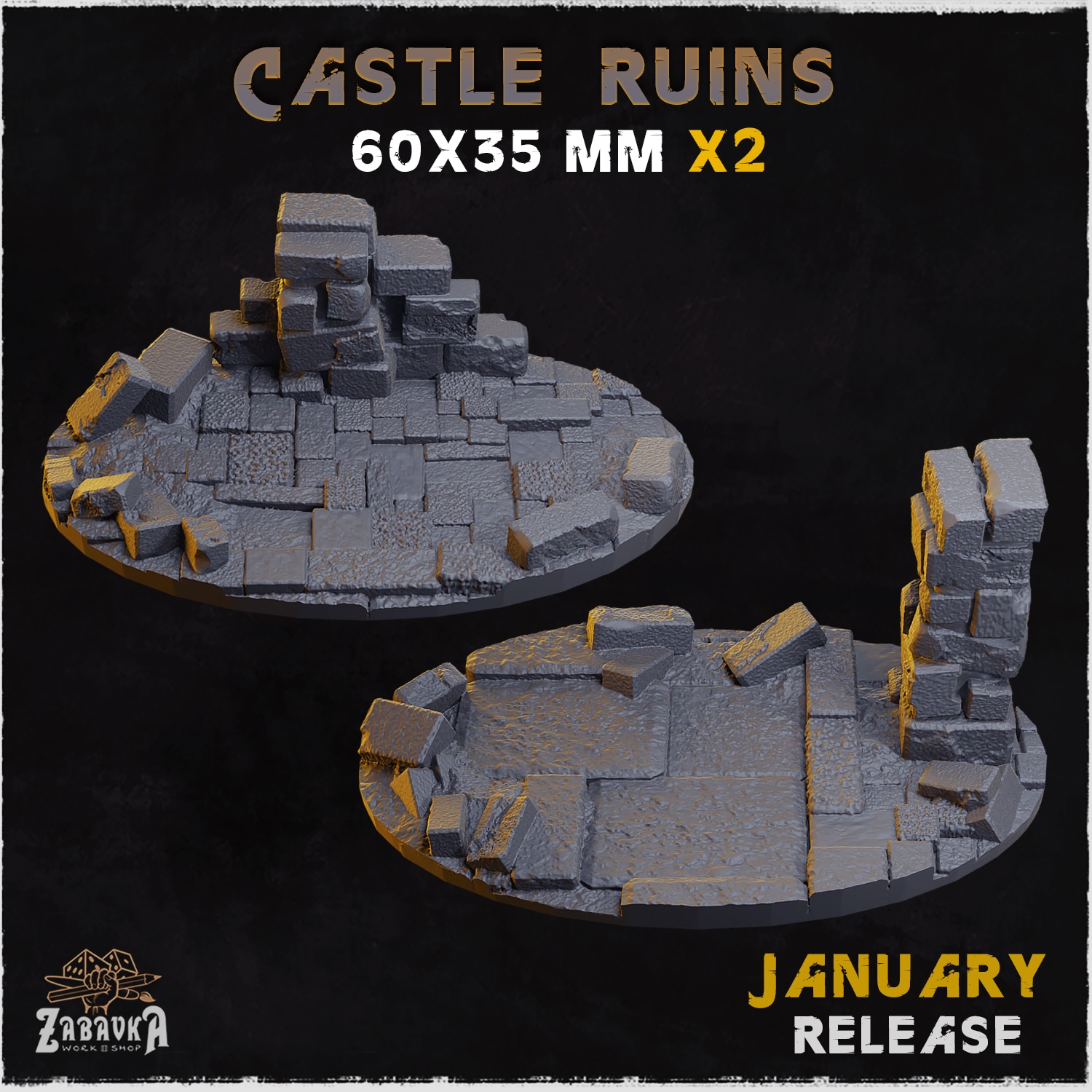 Castle Ruins Bases & Toppers - Unpainted Resin - image 10