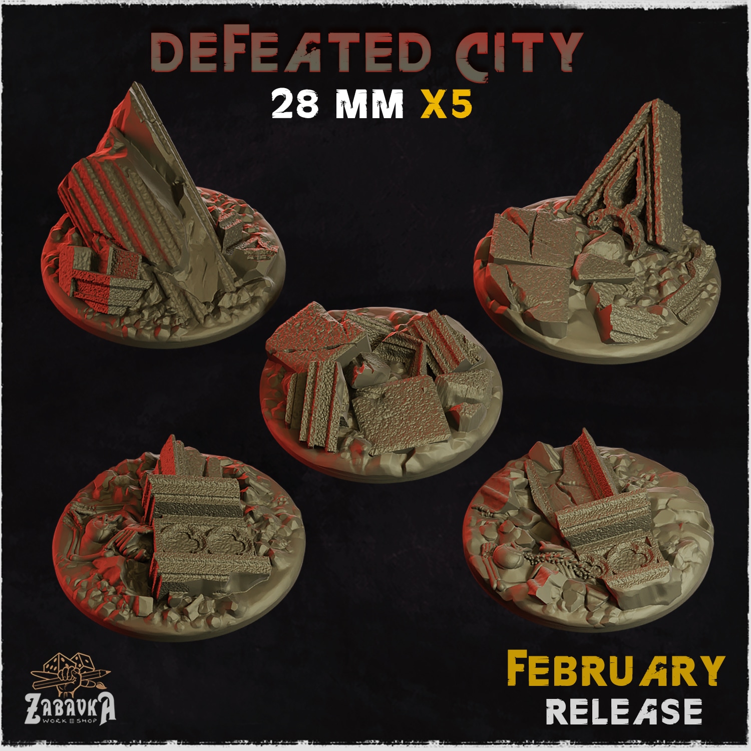 Defeated City Bases & Toppers - Unpainted Resin - image 5