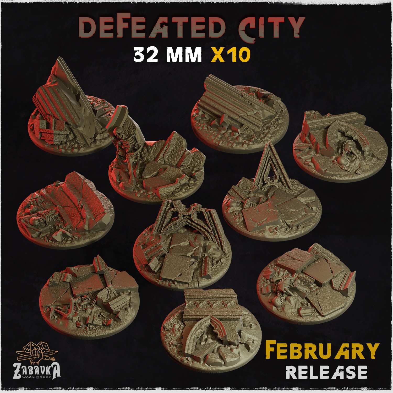 Defeated City Bases & Toppers - Unpainted Resin - image 6