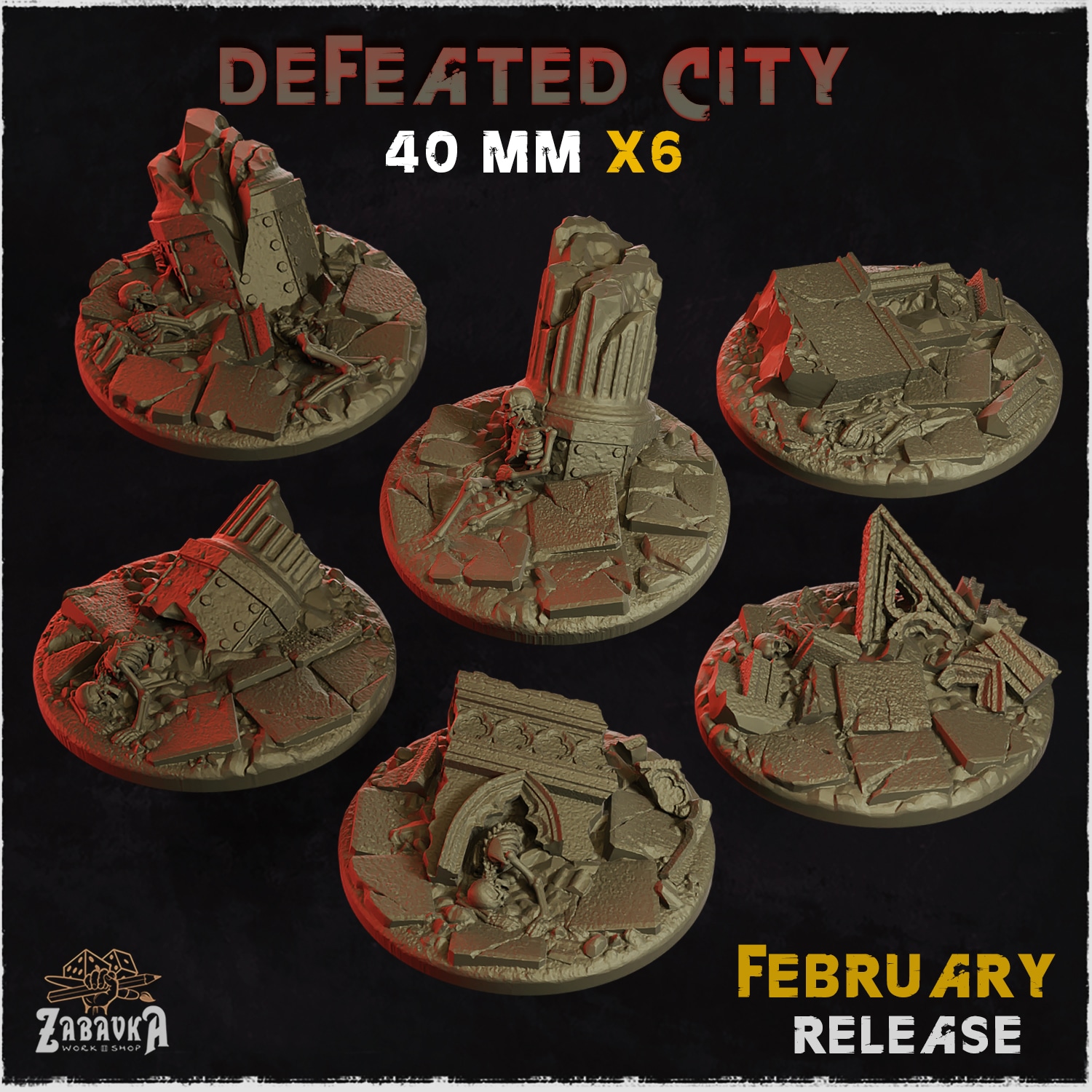 Defeated City Bases & Toppers - Unpainted Resin - image 7