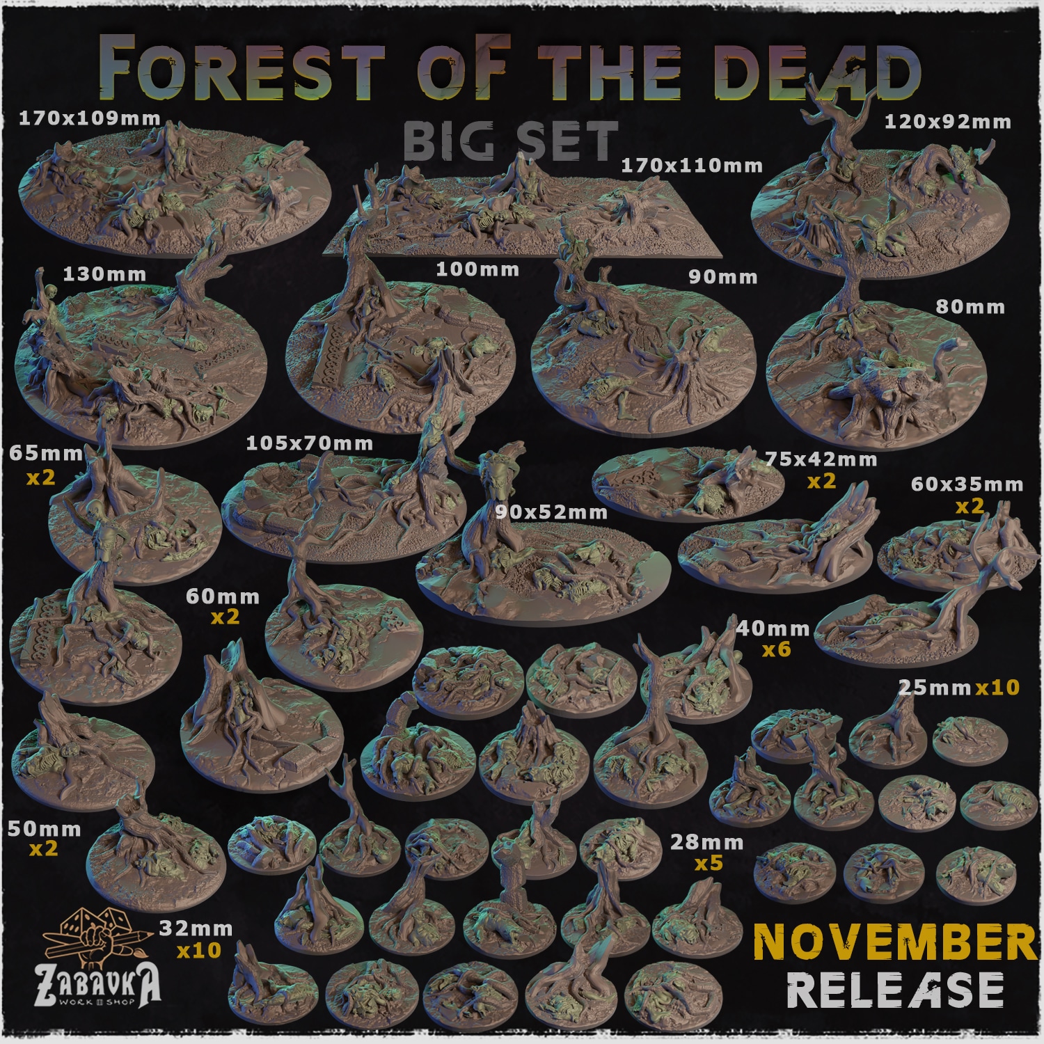 Forest of the Dead Bases & Toppers - Unpainted Resin - image 1