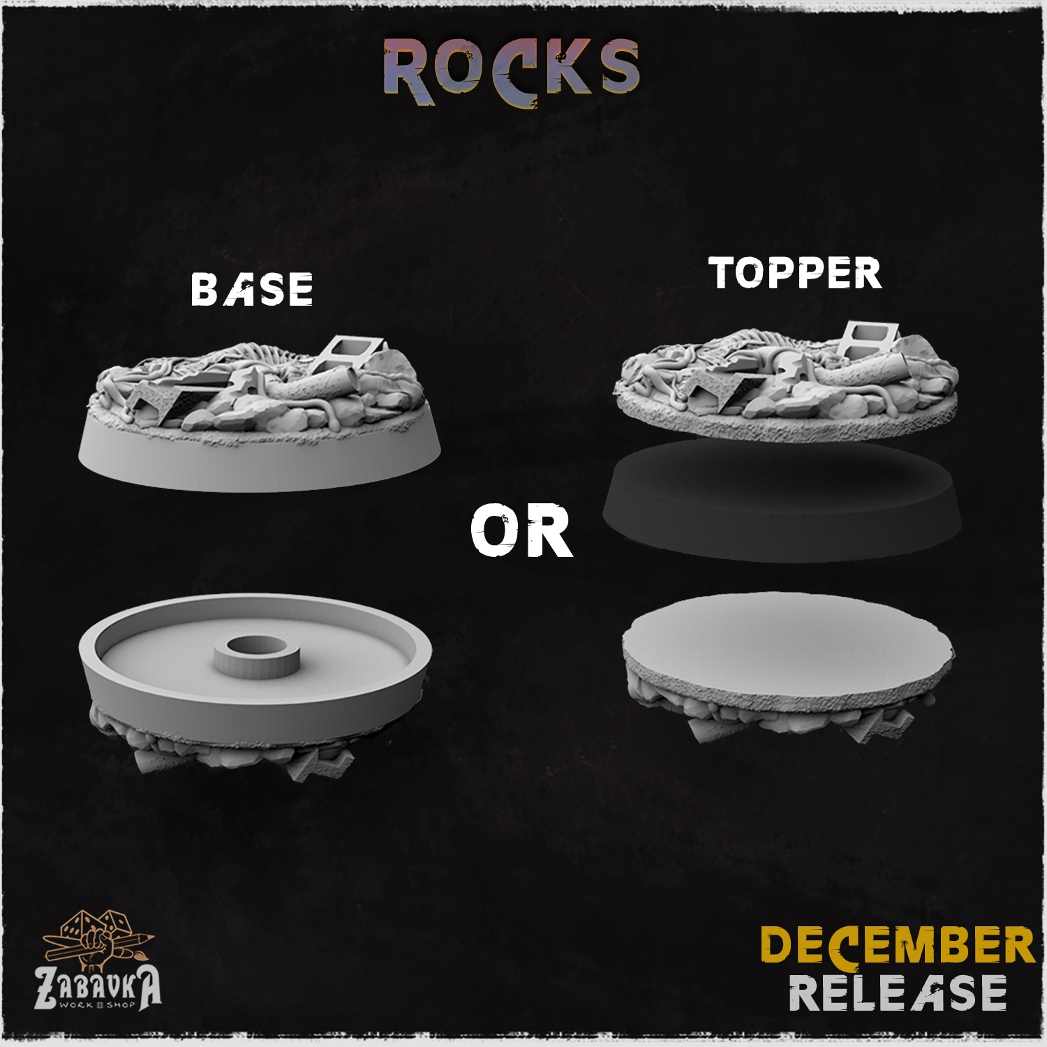 Rocks Bases & Toppers - Unpainted Resin - image 2