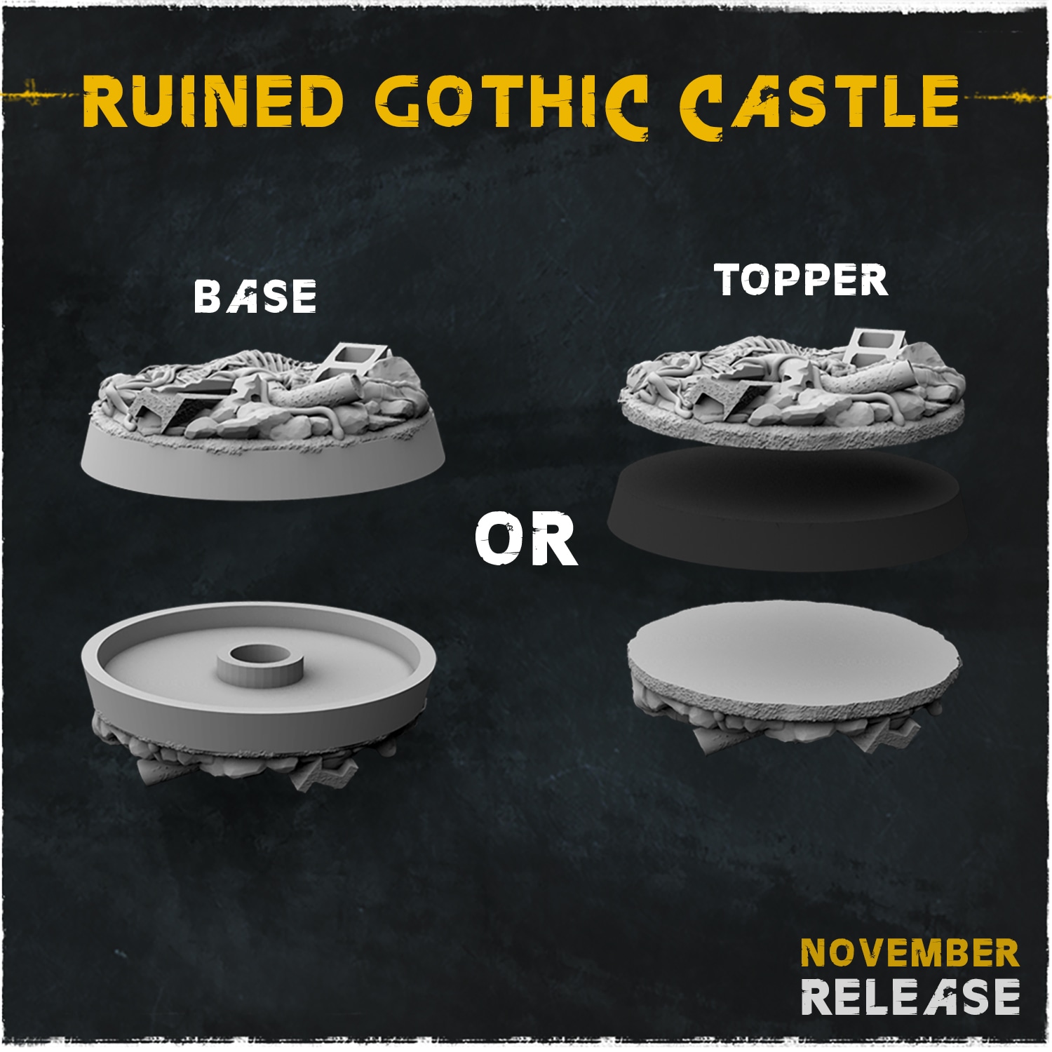 Ruined Gothic Castle Bases & Toppers - Unpainted Resin - image 2