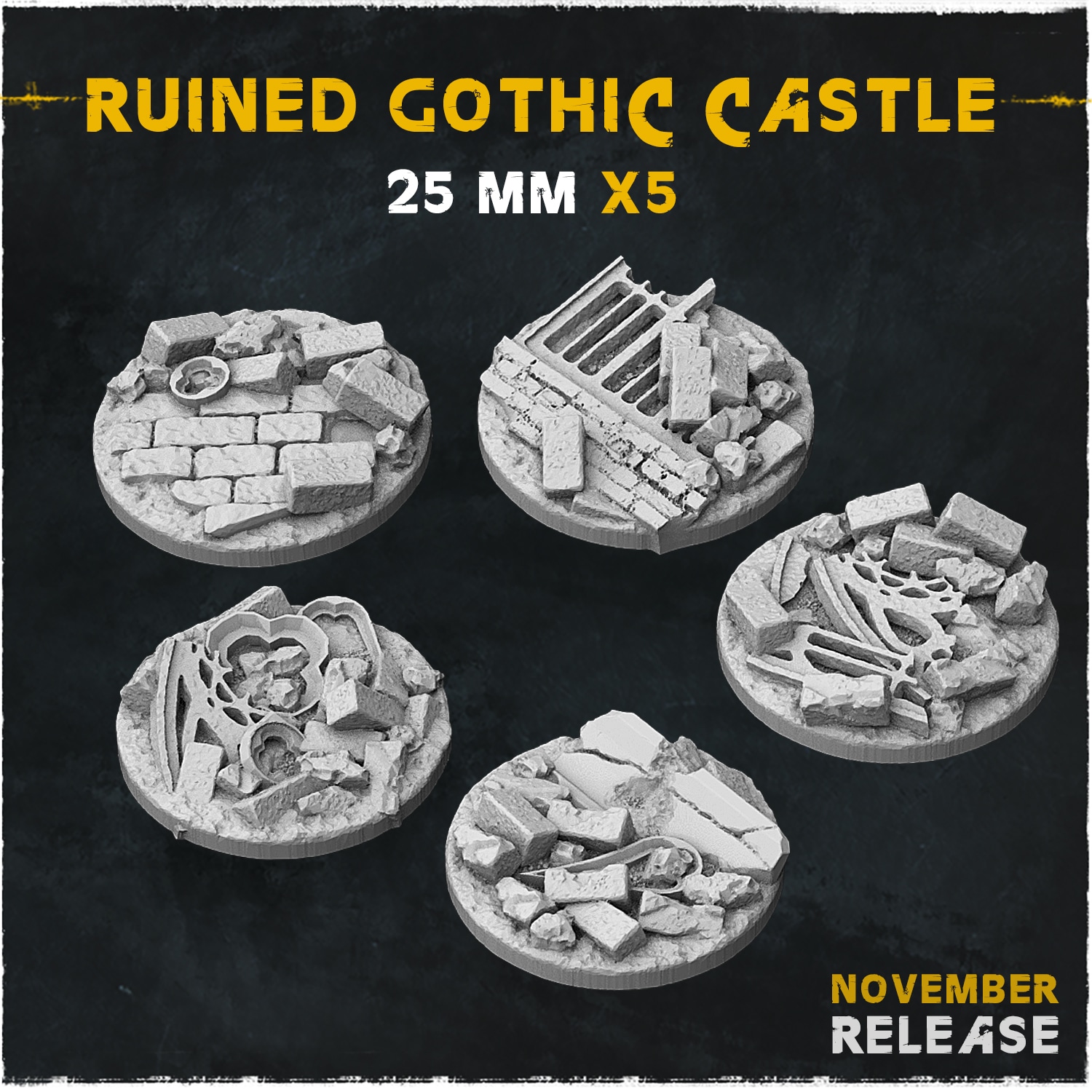 Ruined Gothic Castle Bases & Toppers - Unpainted Resin - image 3