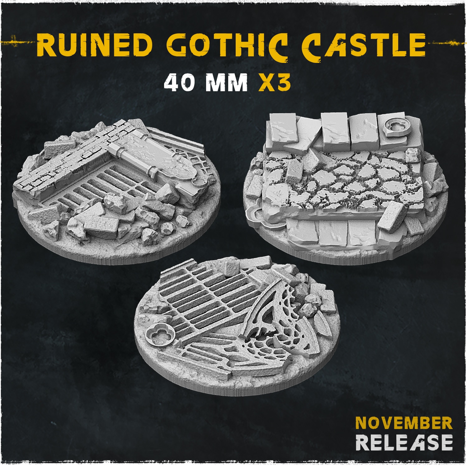 Ruined Gothic Castle Bases & Toppers - Unpainted Resin - image 5
