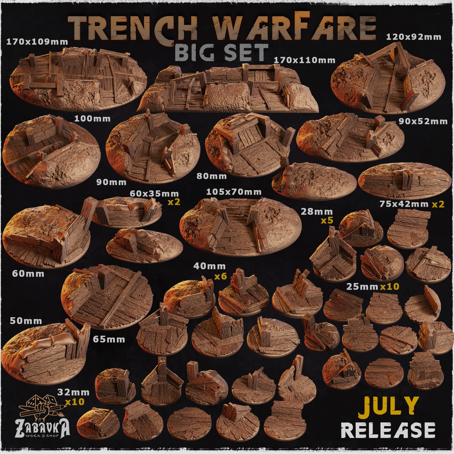 Trench Warfare Bases & Toppers - Unpainted Resin - image 1