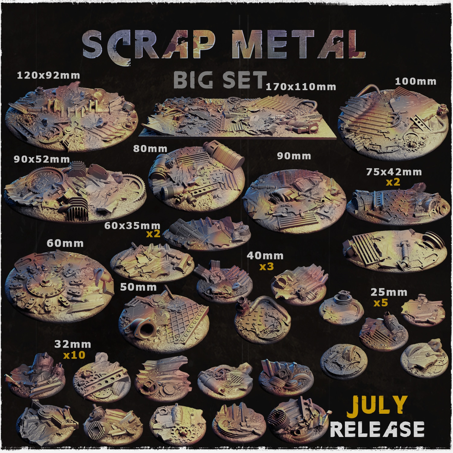 Scrap Metal Bases & Toppers - Unpainted Resin - image 1