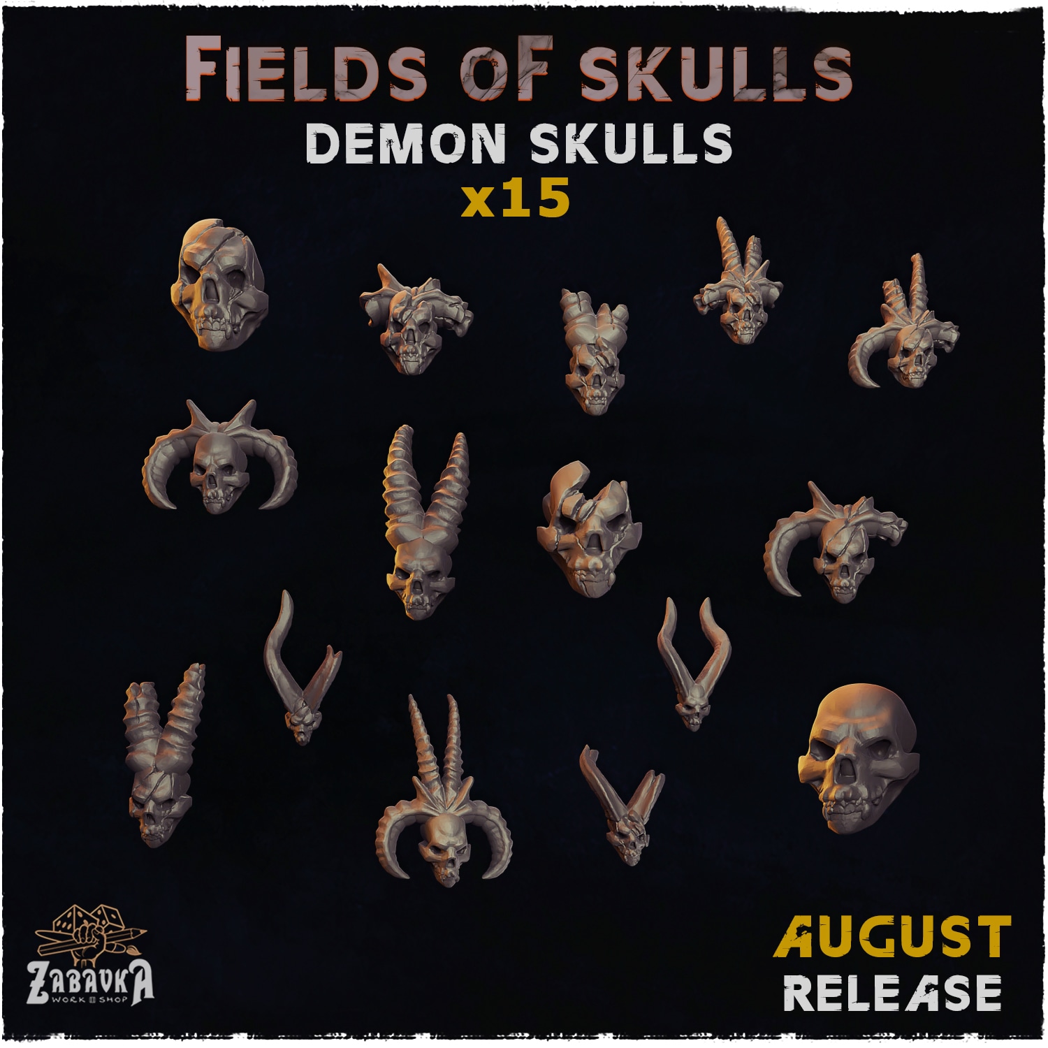Fields of Skulls Demon Skulls - Unpainted Resin - image 1