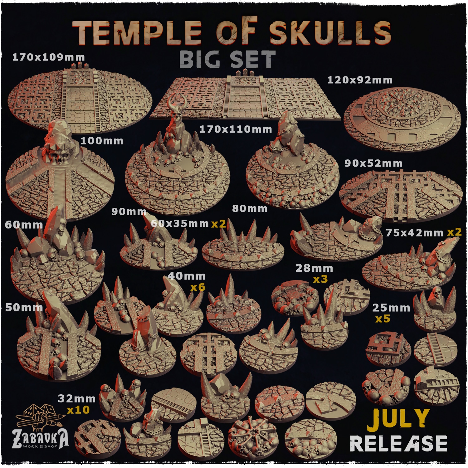 Temple of Skulls Bases & Toppers - Unpainted Resin - image 1