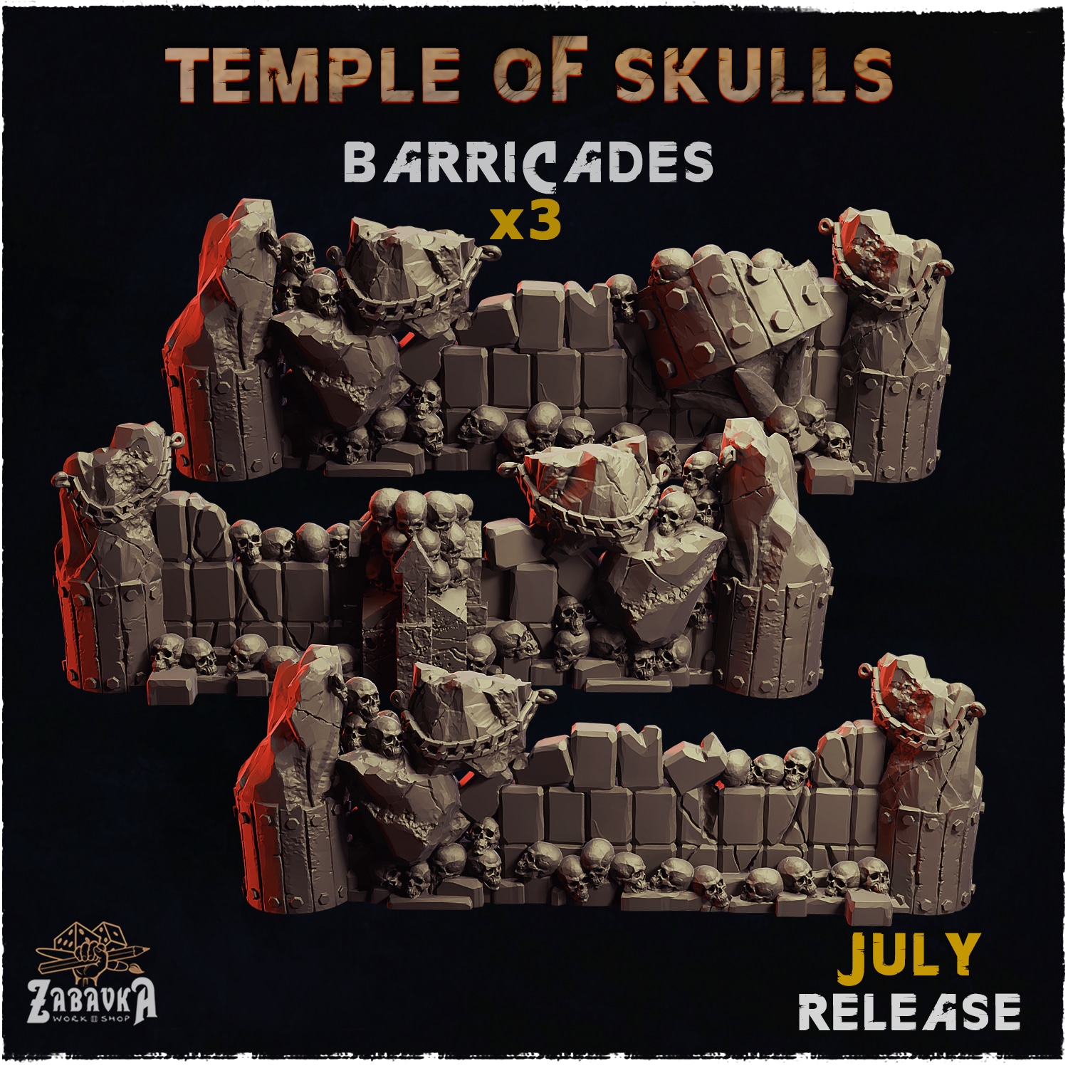 Temple of Skulls Barricades - Unpainted Resin - image 1