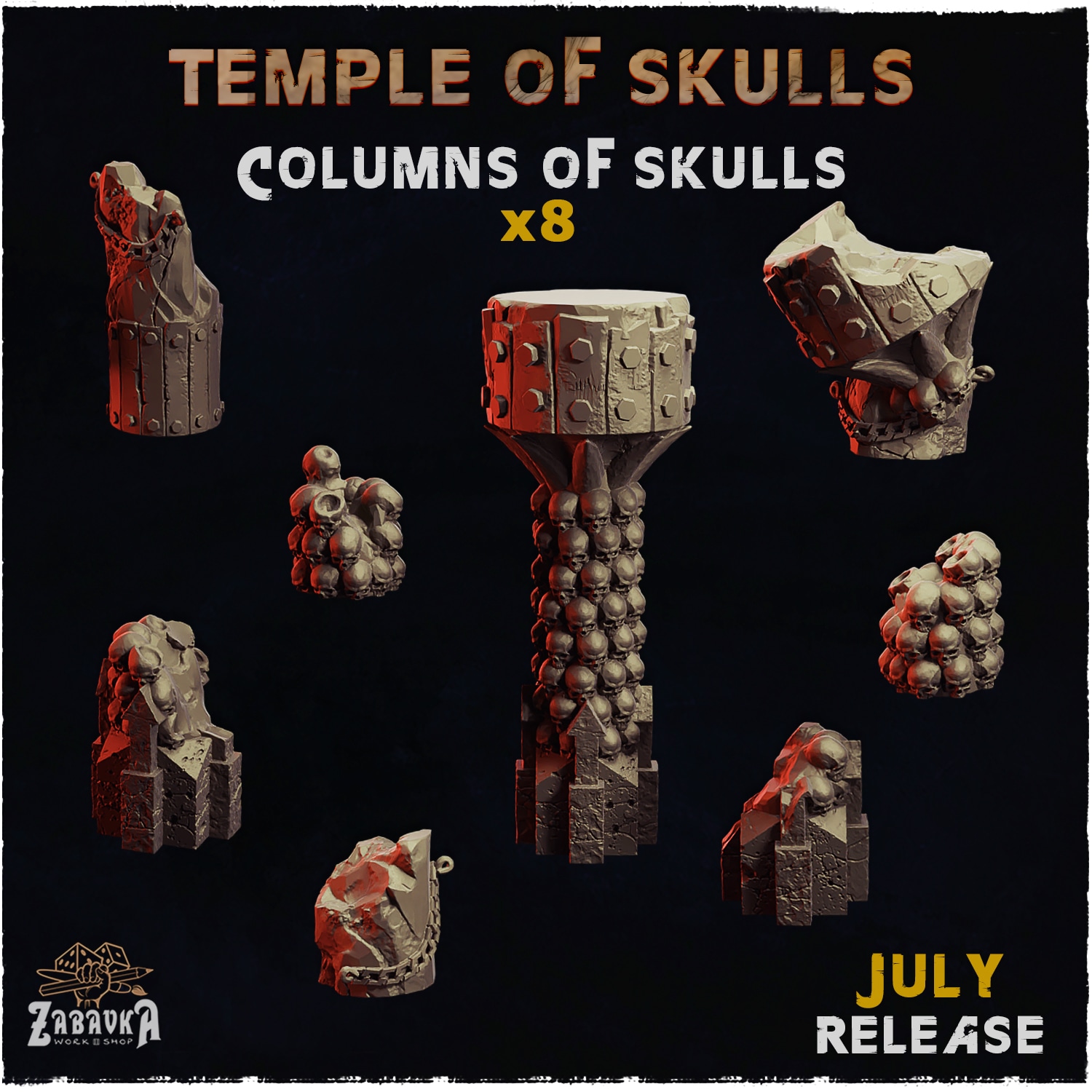 Temple of Skulls Columns of Skulls - Unpainted Resin - image 1