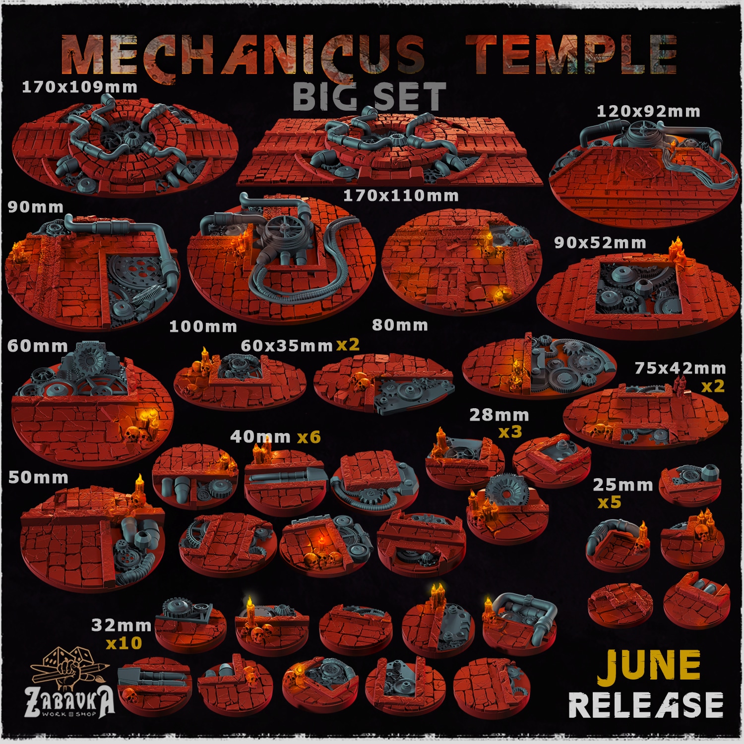 Mechanicus Temple Bases & Toppers - Unpainted Resin - image 1