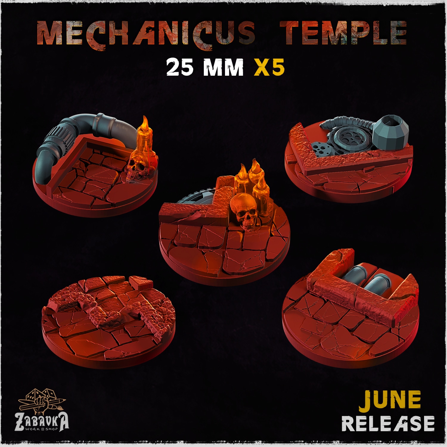 Mechanicus Temple Bases & Toppers - Unpainted Resin - image 3