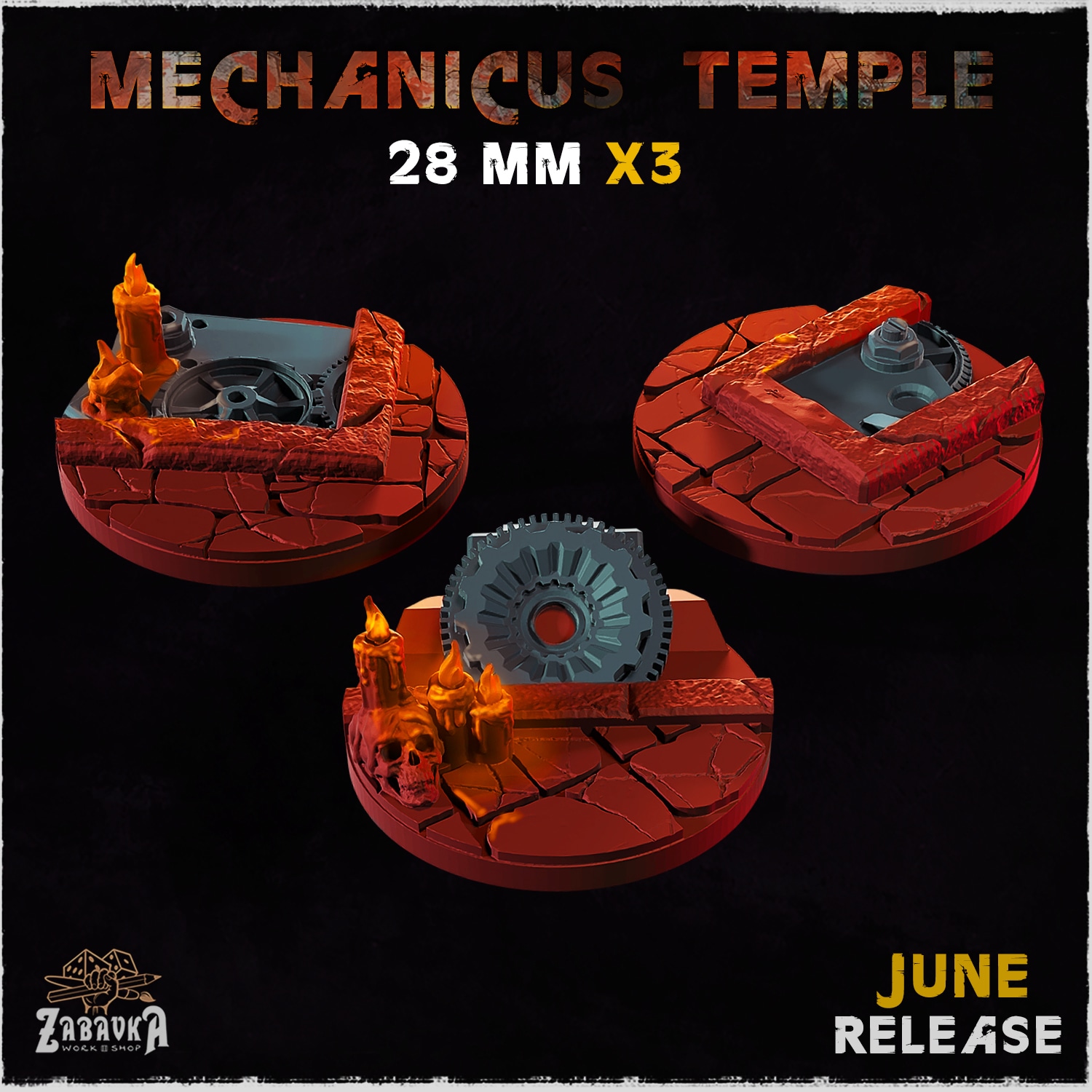 Mechanicus Temple Bases & Toppers - Unpainted Resin - image 4