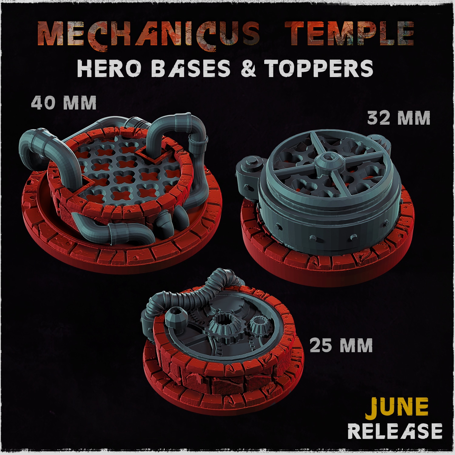 Mechanicus Temple Hero Bases & Toppers - Unpainted Resin - image 1