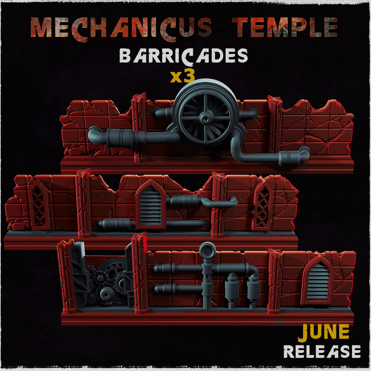 Mechanicus Temple Barricades - Unpainted Resin - image 1