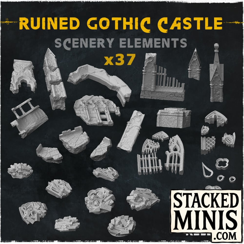 Ruined Gothic Castle Scenery Elements