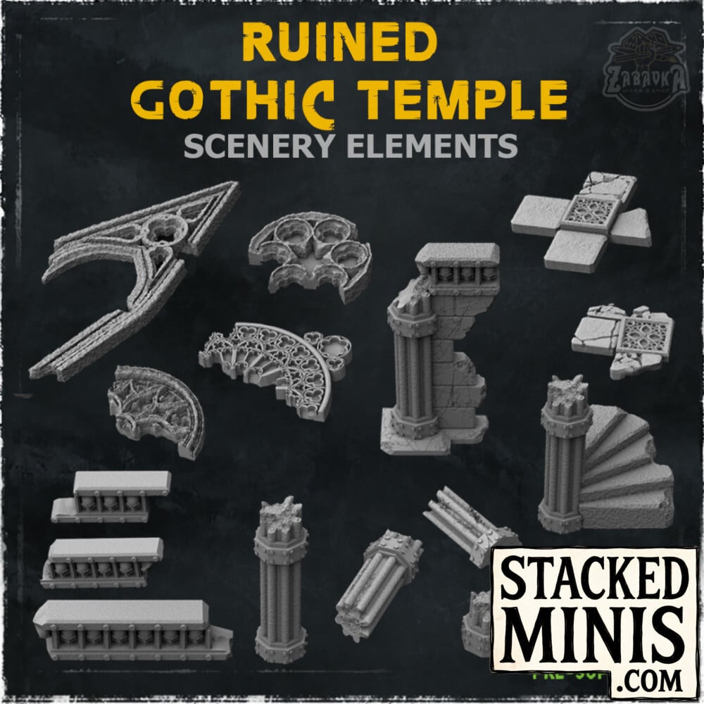 Ruined Gothic Temple Scenery Elements
