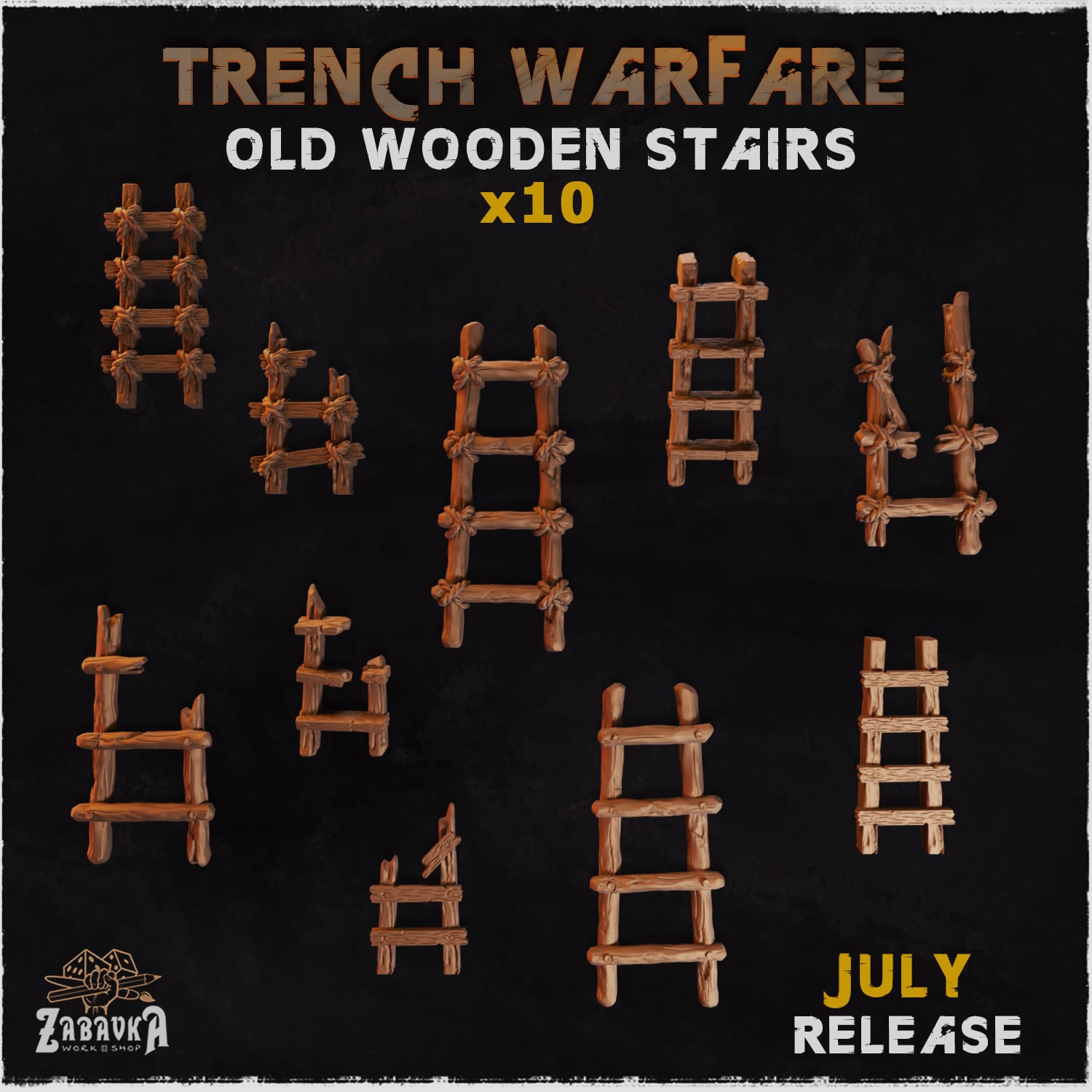 Trench Warfare Old Wooden Stairs - Unpainted Resin